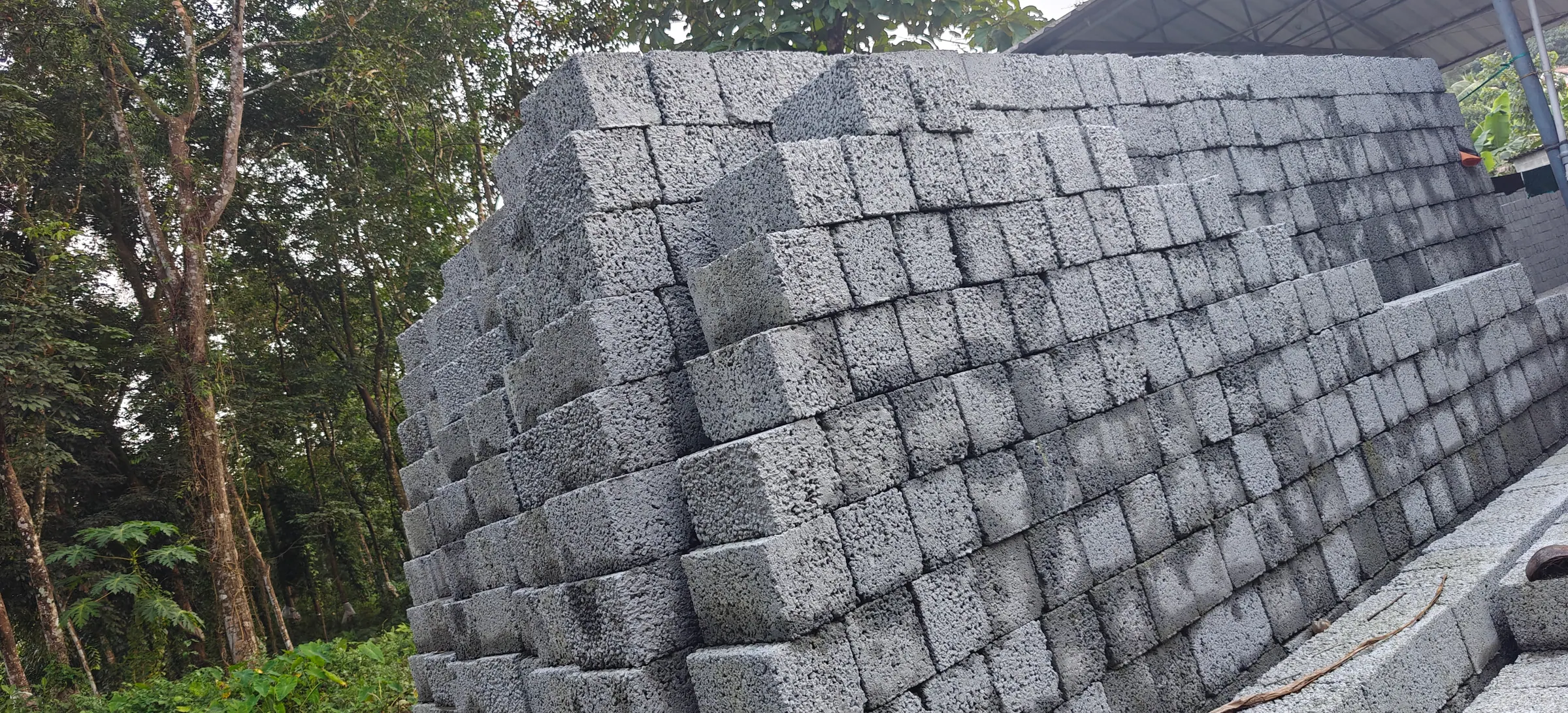 Cement units stacked in the production yard