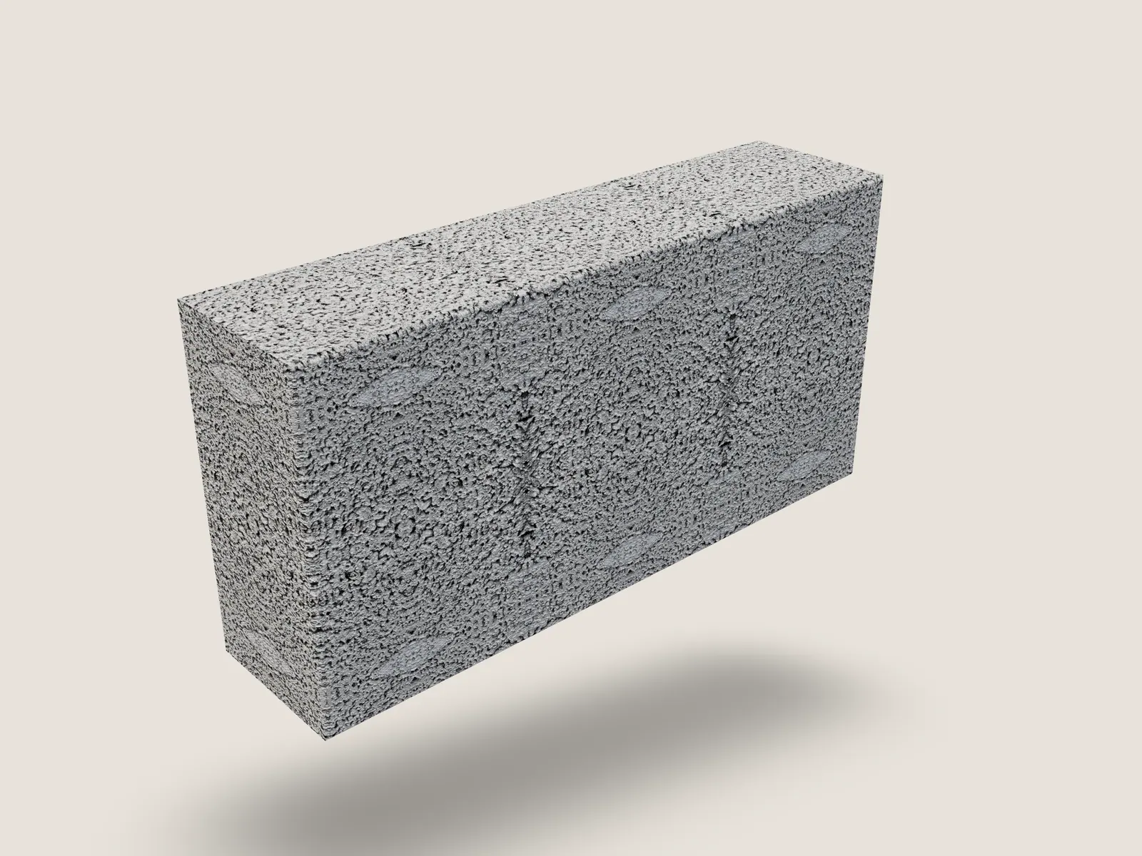 Render of the 4 by 8 by 16 inch block, drawn to its real dimensions
