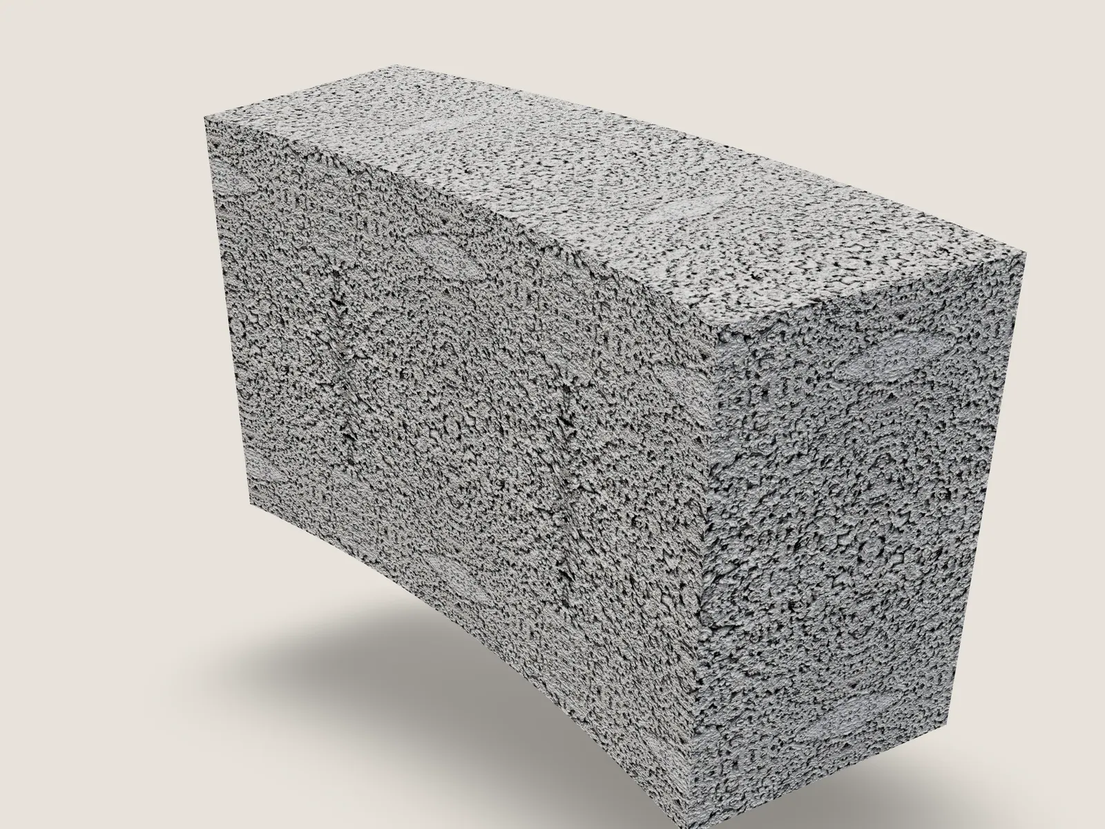 Render of the curved 5 by 8 by 12 inch well brick, showing the arc it is cast on