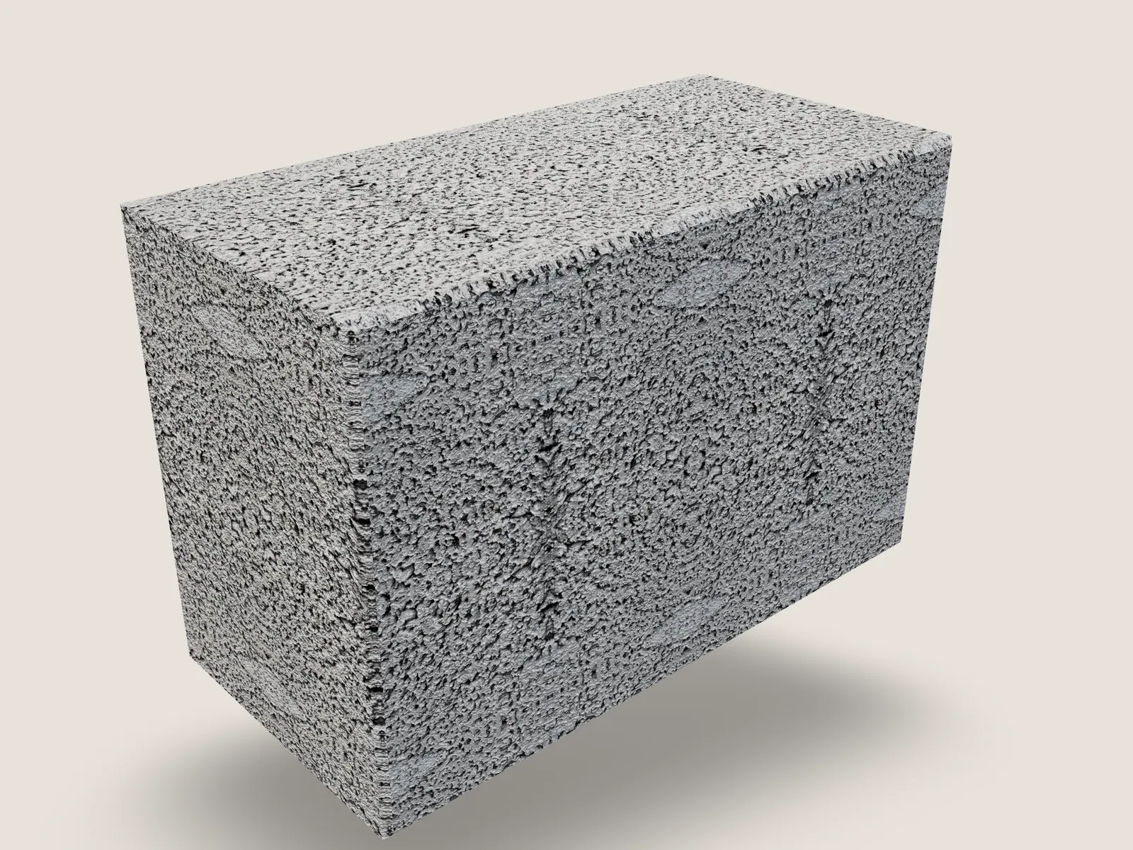 Render of the 6 by 8 by 12 inch block, drawn to its real dimensions